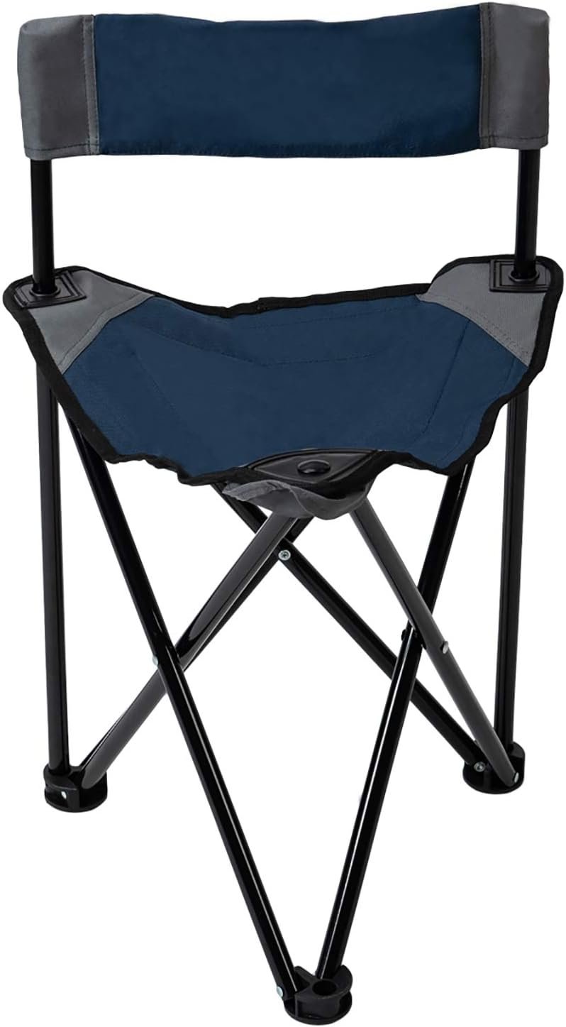 Lightweight Portable Tripod Camp Chair, Includes Carry Bag,polyester,steel - Navy/Gray