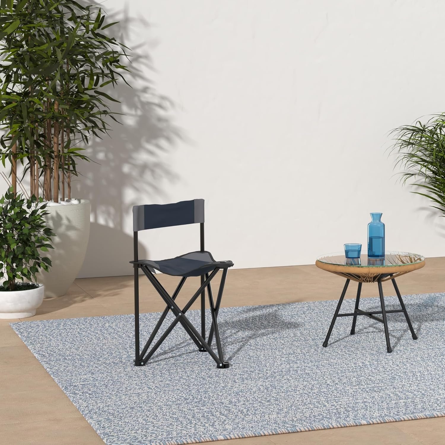 Lightweight Portable Tripod Camp Chair, Includes Carry Bag,polyester,steel - Navy/Gray - Image 2